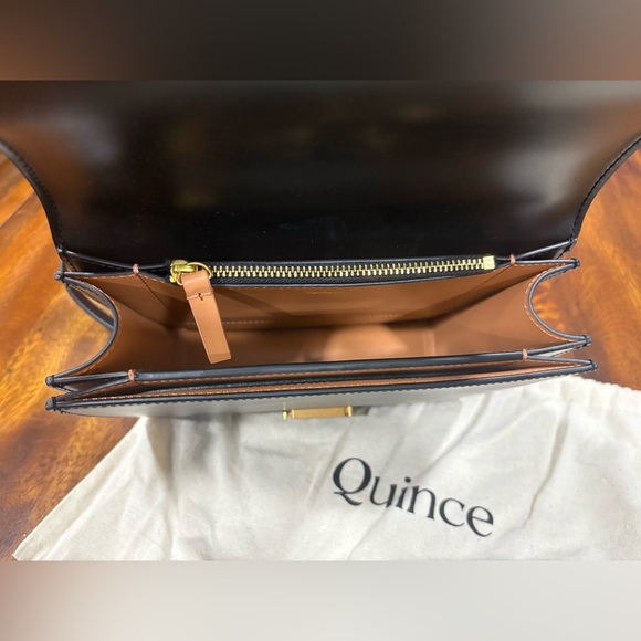 New! Quince | Italian Leather Box Shoulder Bag | Black - Picture 5 of 9